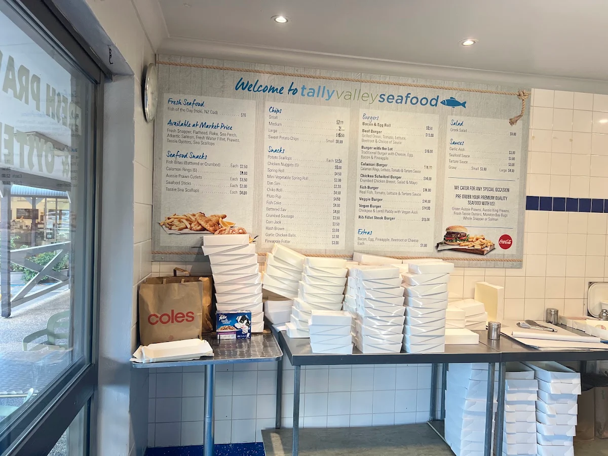 Menu, Tally Valley Seafood