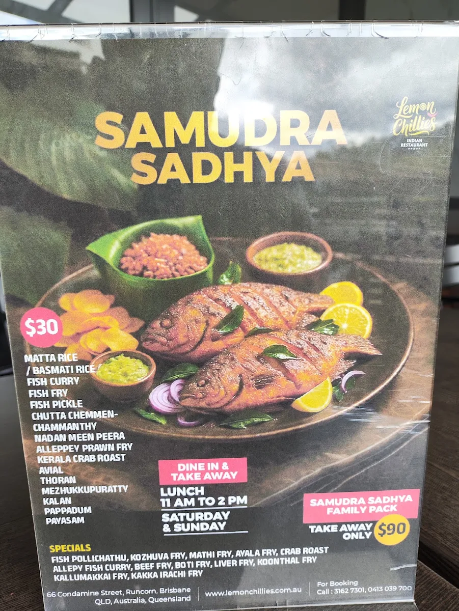 Menu, Lemon Chillies Indian Restaurant