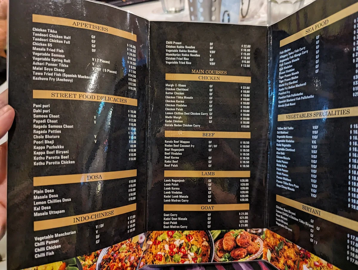 Menu, Lemon Chillies Indian Restaurant