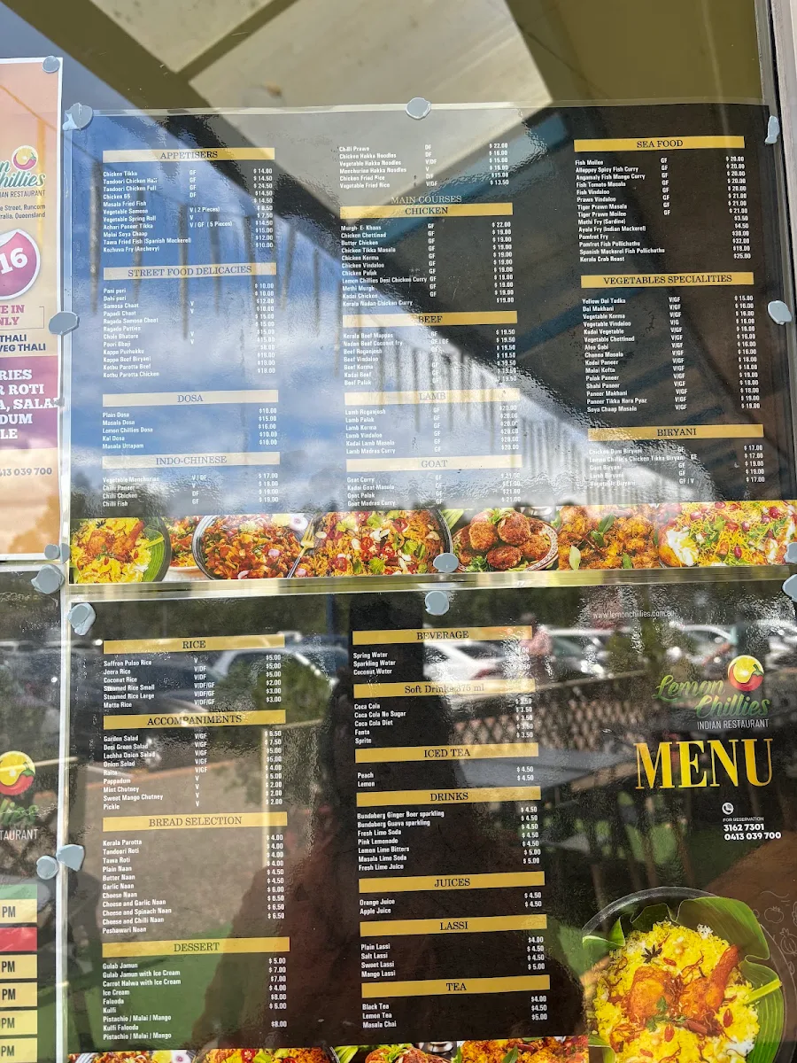Menu, Lemon Chillies Indian Restaurant