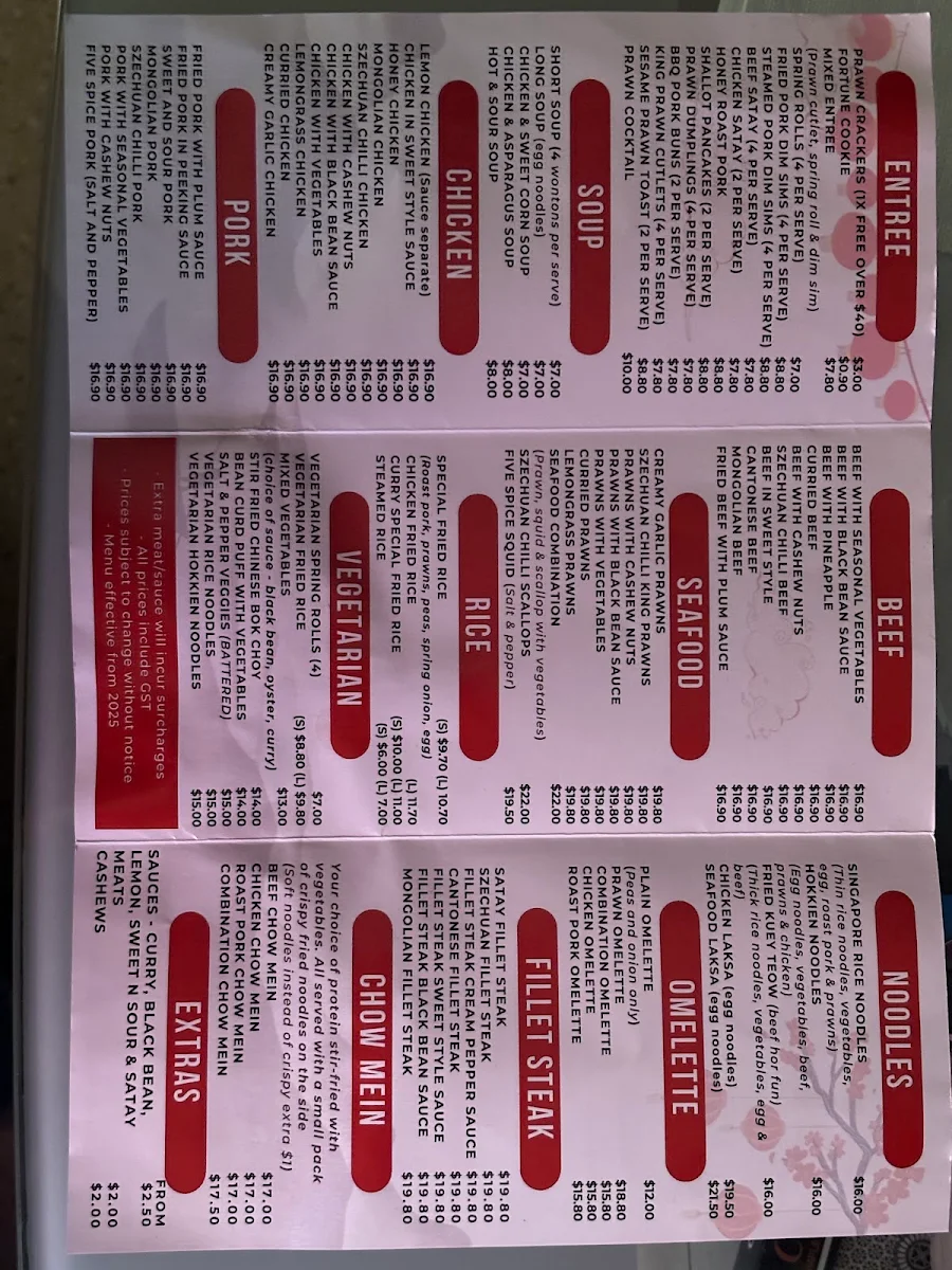 Menu, Cathay Court Chinese Takeaway