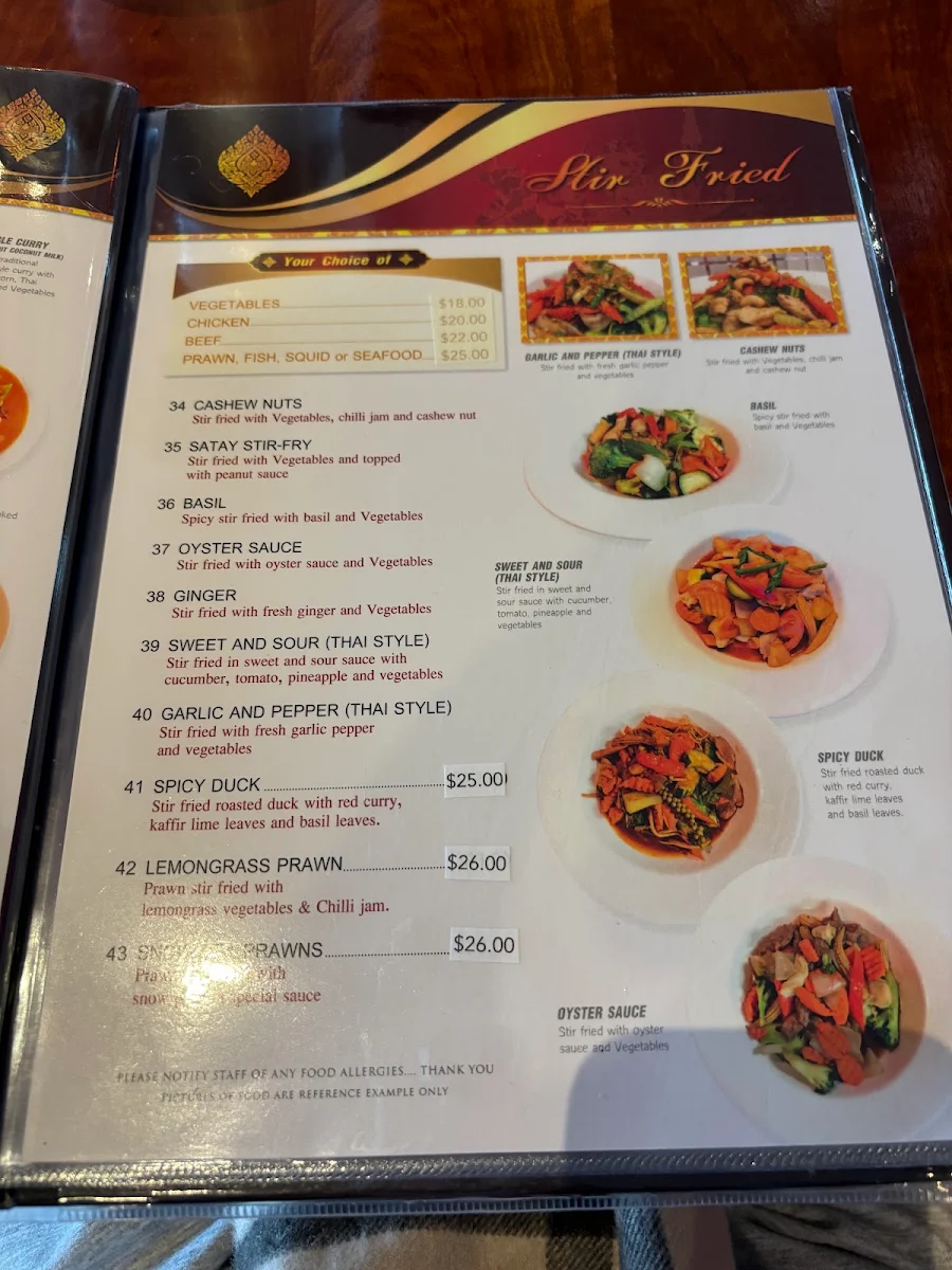 Menu, Lemongrass Thai Colac