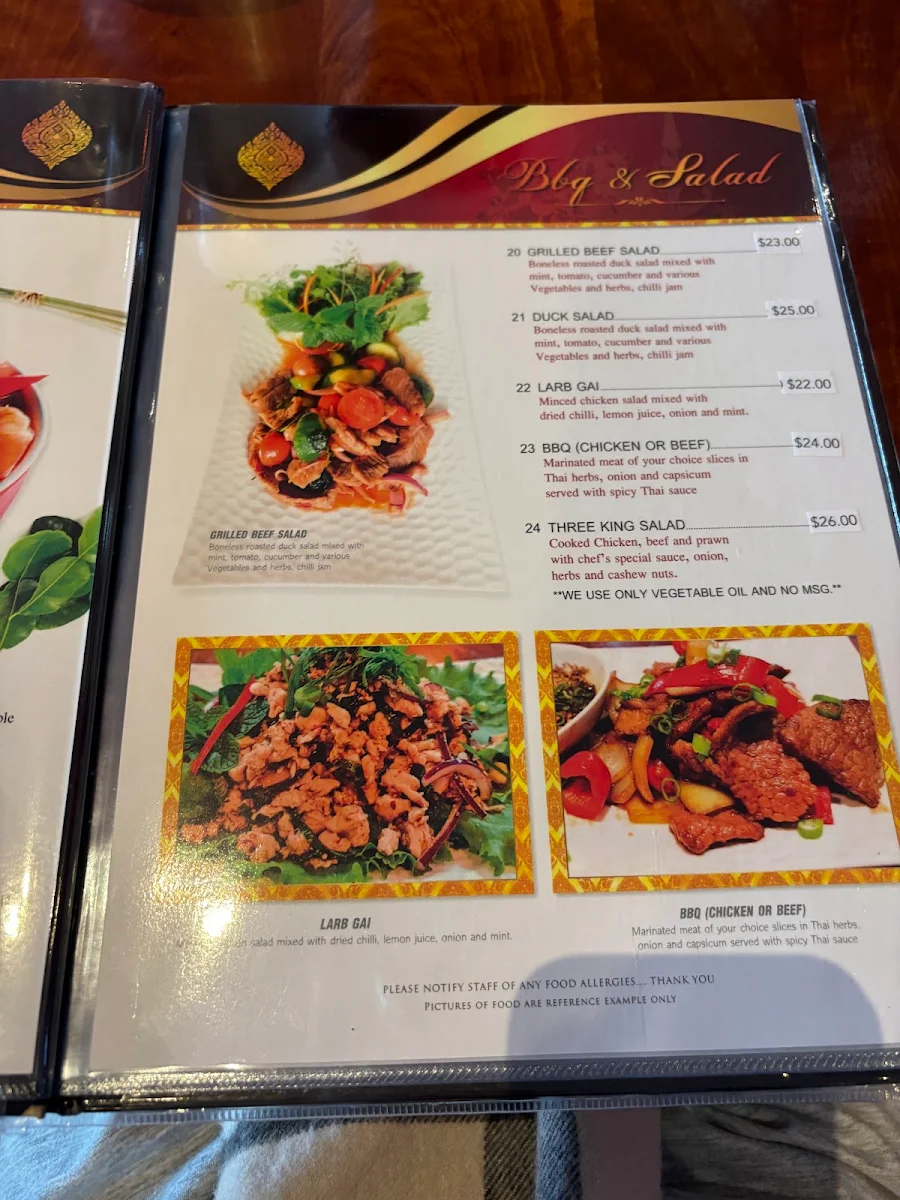 Menu, Lemongrass Thai Colac
