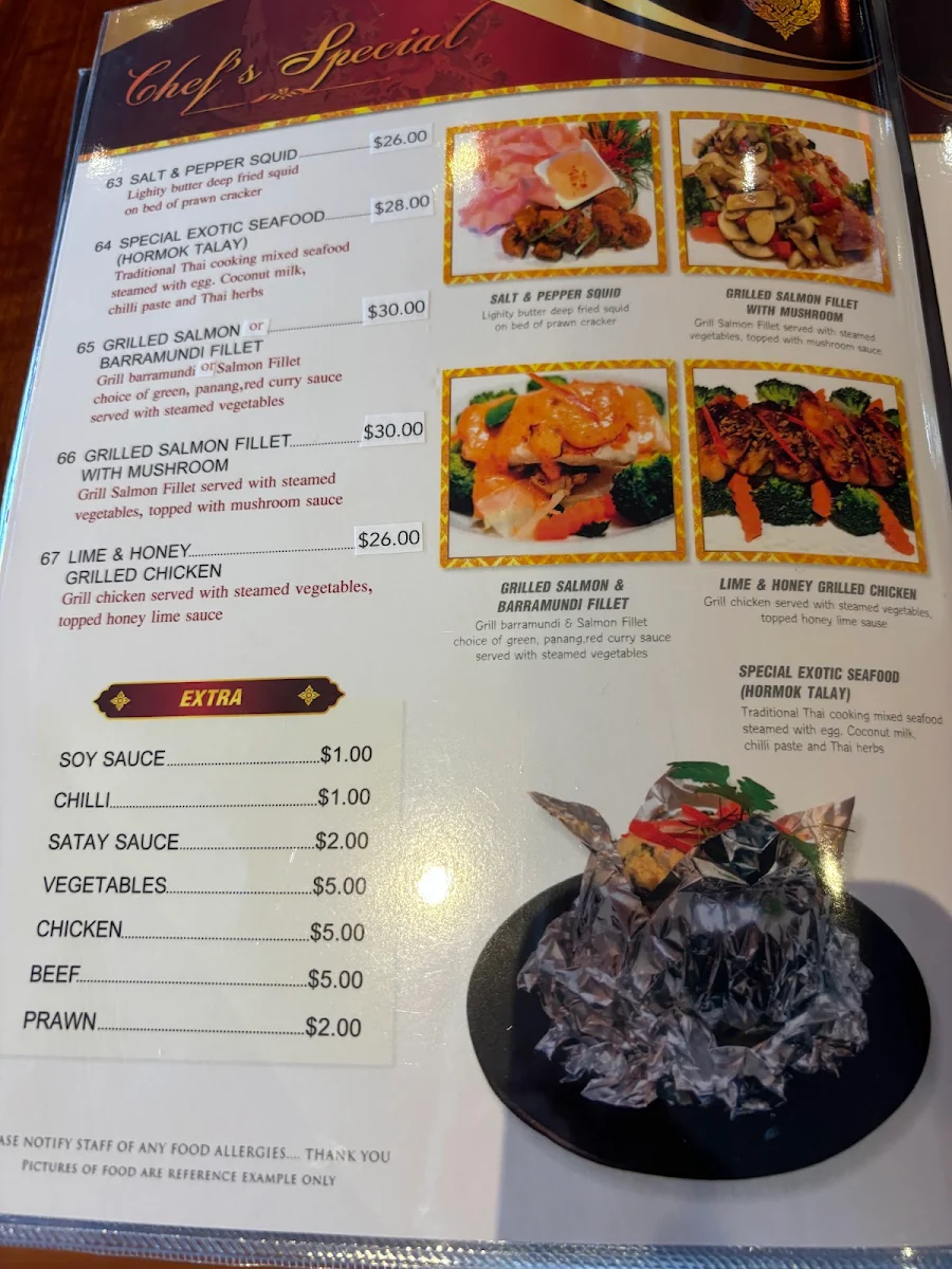 Menu, Lemongrass Thai Colac