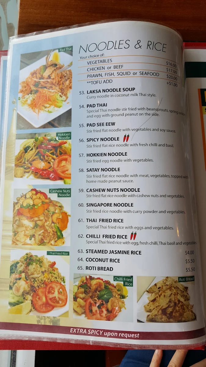 Menu, Lemongrass Thai Colac