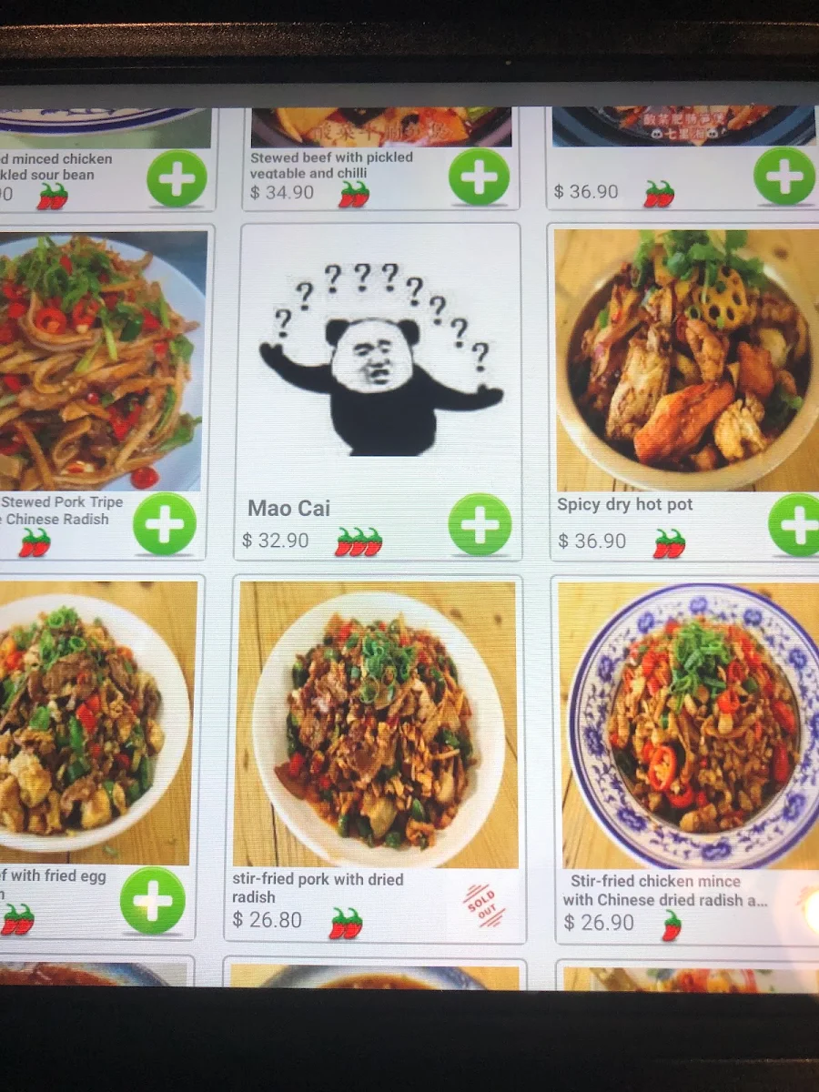 Menu, Chilli Panda