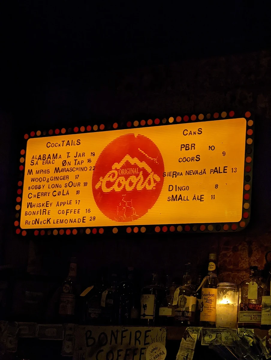 Menu, Alabama Song Bar