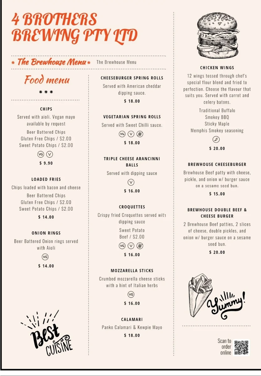 Menu, The Brewhouse