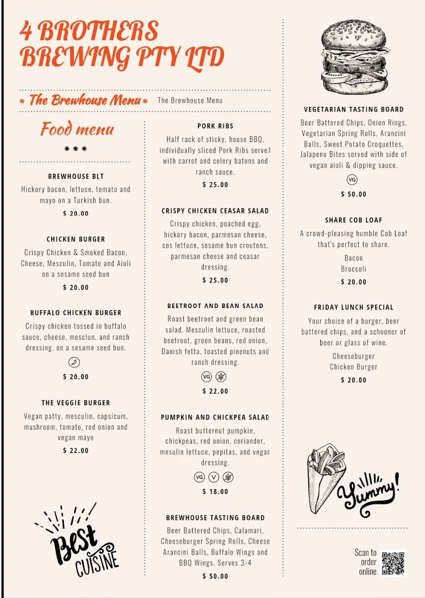 Menu, The Brewhouse