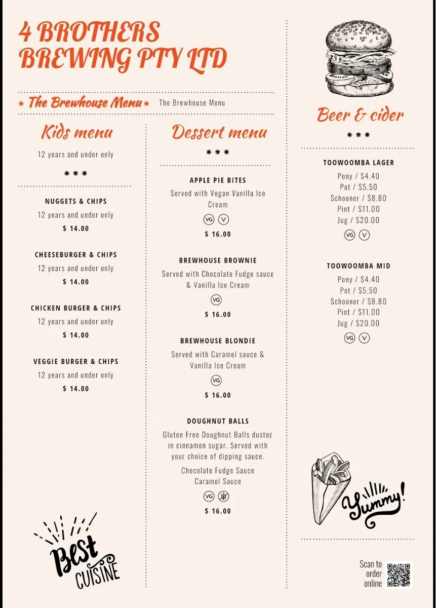 Menu, The Brewhouse