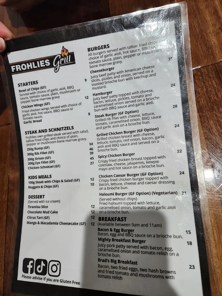 Menu, Frohlies Grill