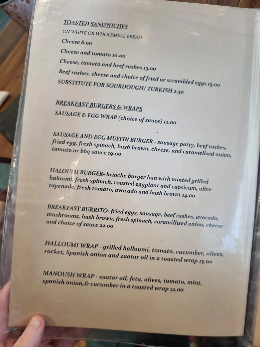Menu, Cafe Roman