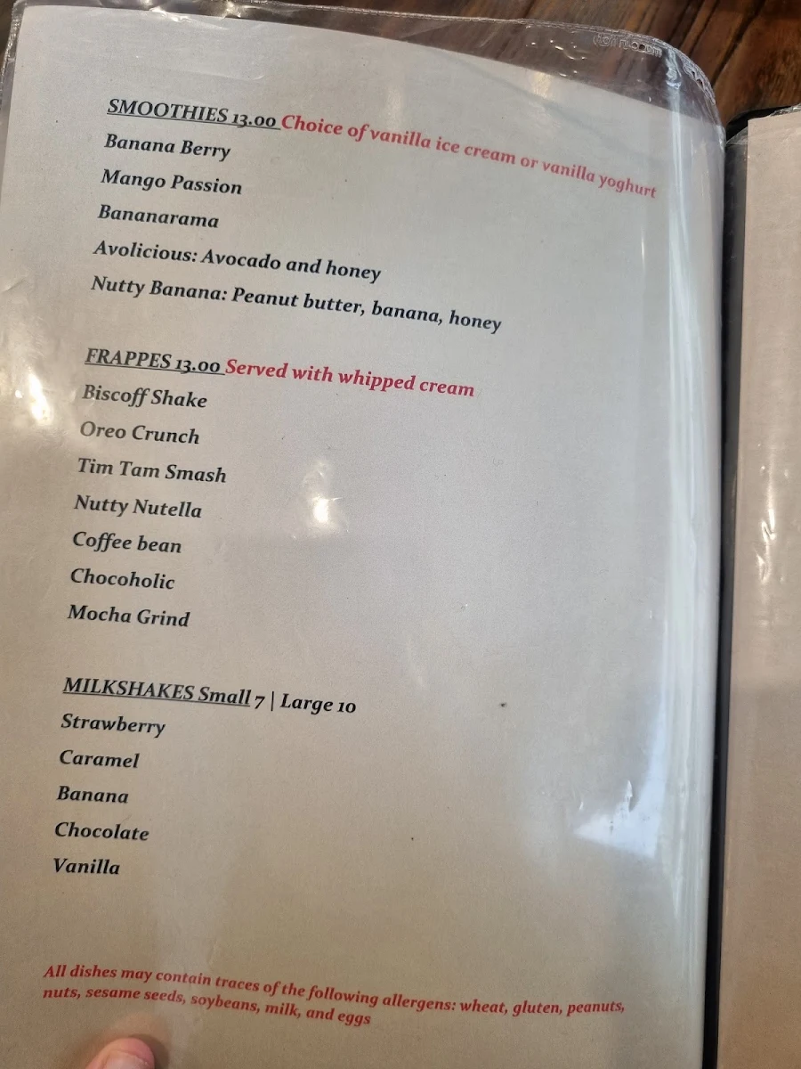 Menu, Cafe Roman