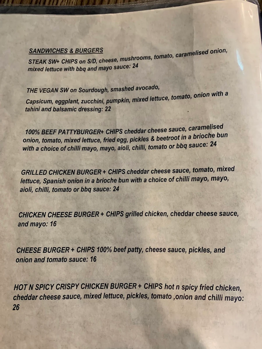 Menu, Cafe Roman