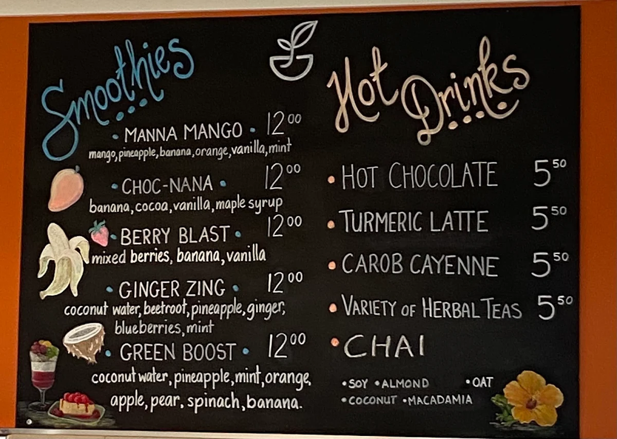 Menu, Manna Haven Cafe