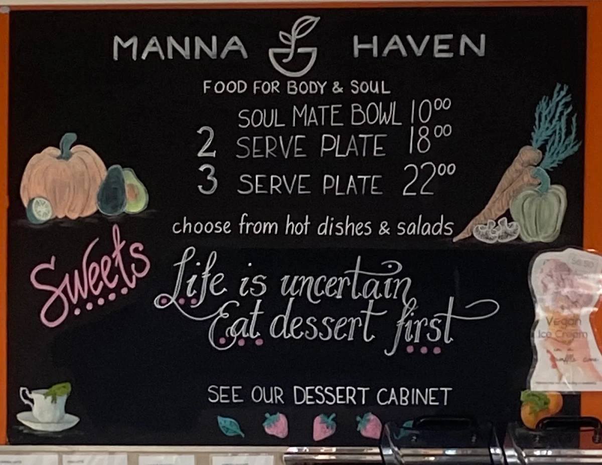 Menu, Manna Haven Cafe