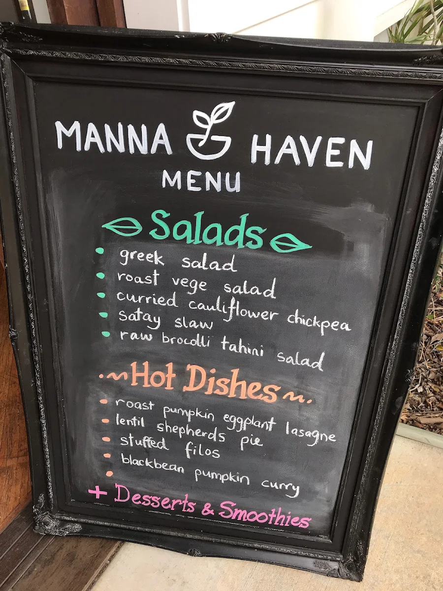 Menu, Manna Haven Cafe