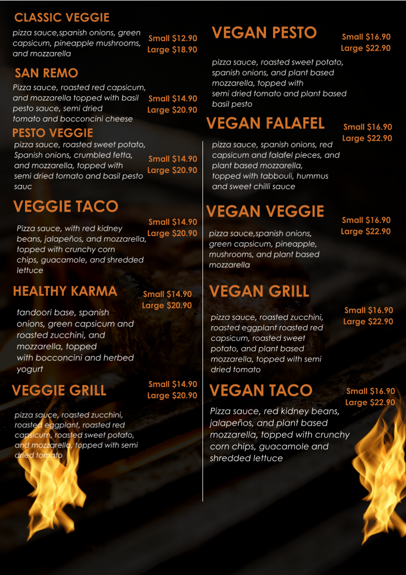 Menu, Pizza Bakers - Mount Annan