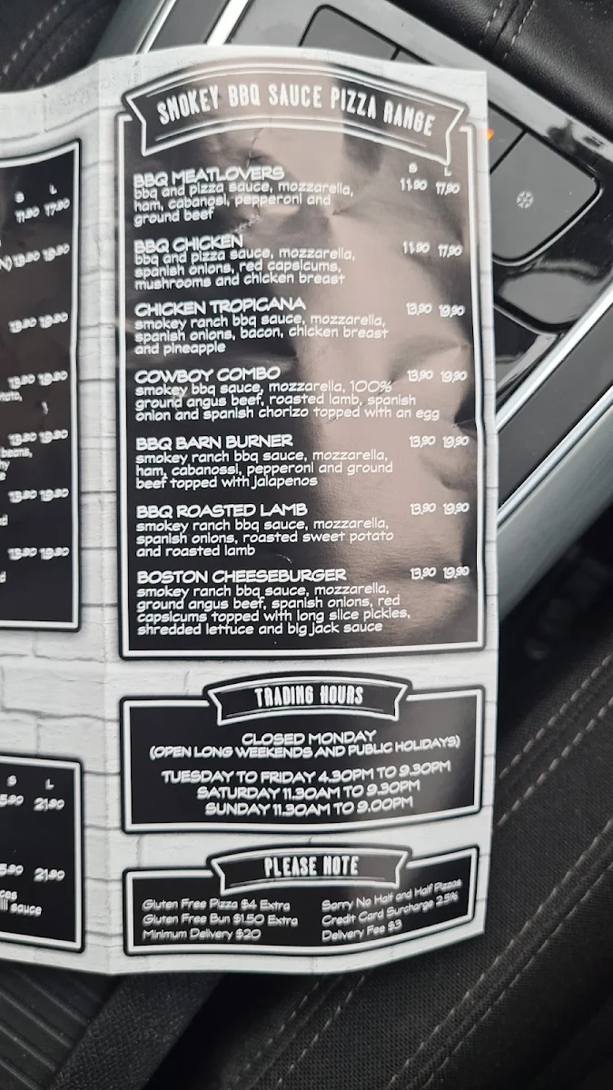 Menu, Pizza Bakers - Mount Annan
