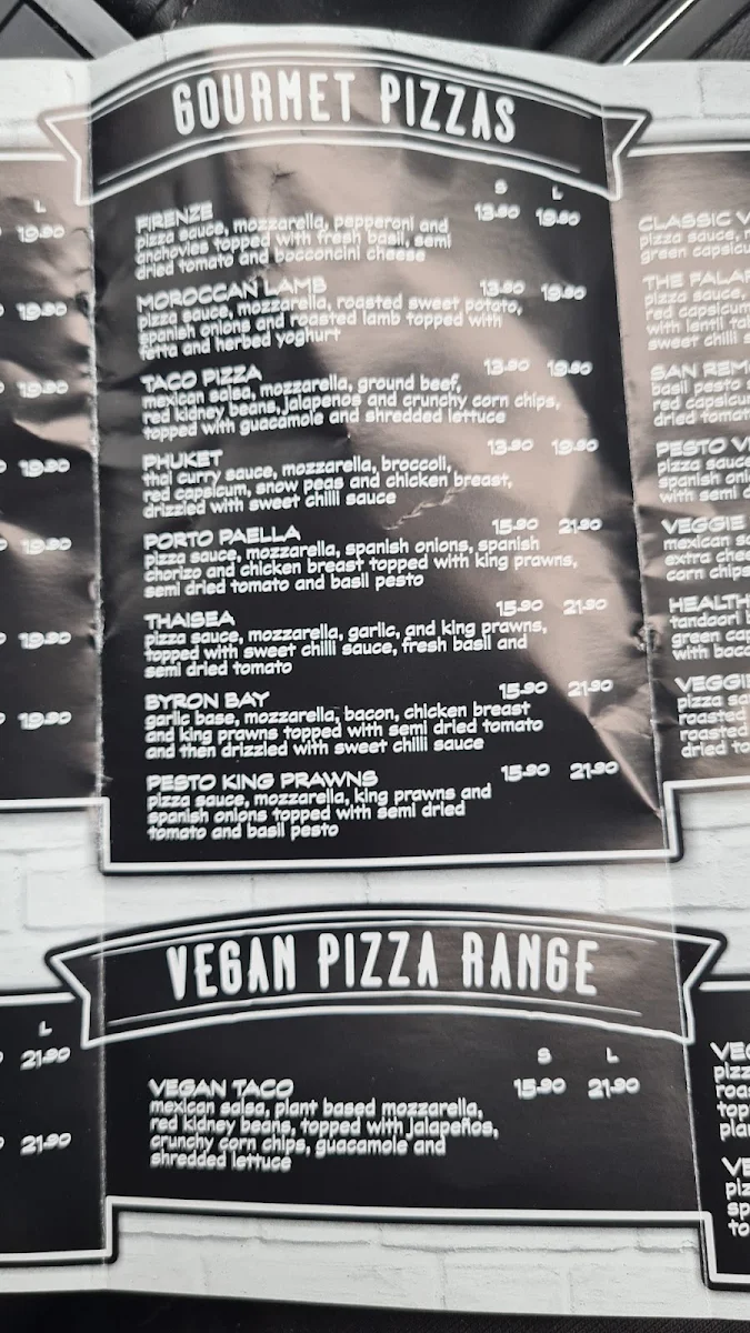 Menu, Pizza Bakers - Mount Annan