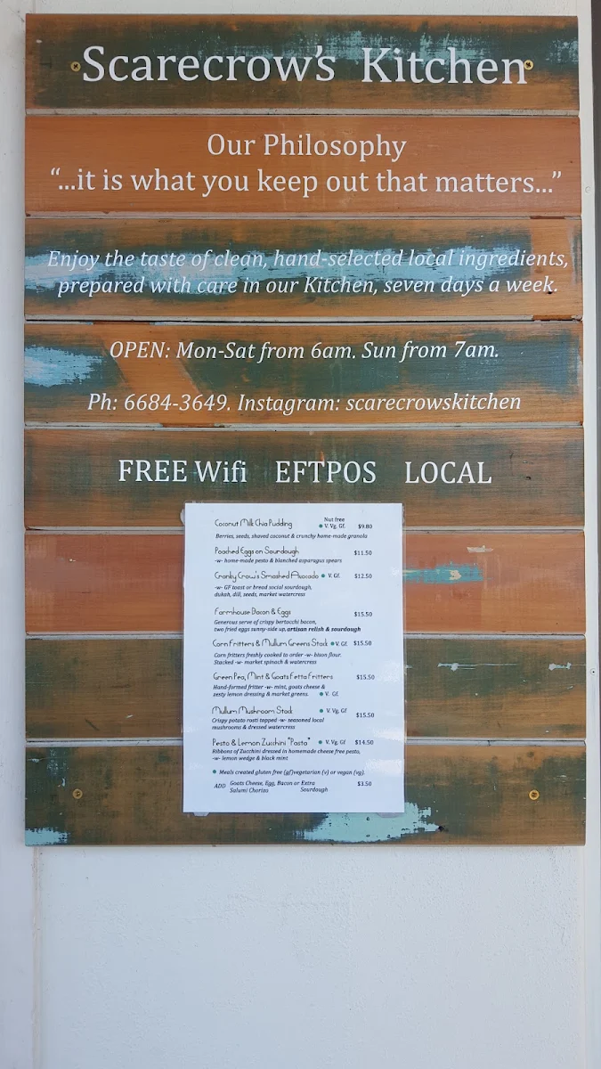 Menu, The Patch Cafe