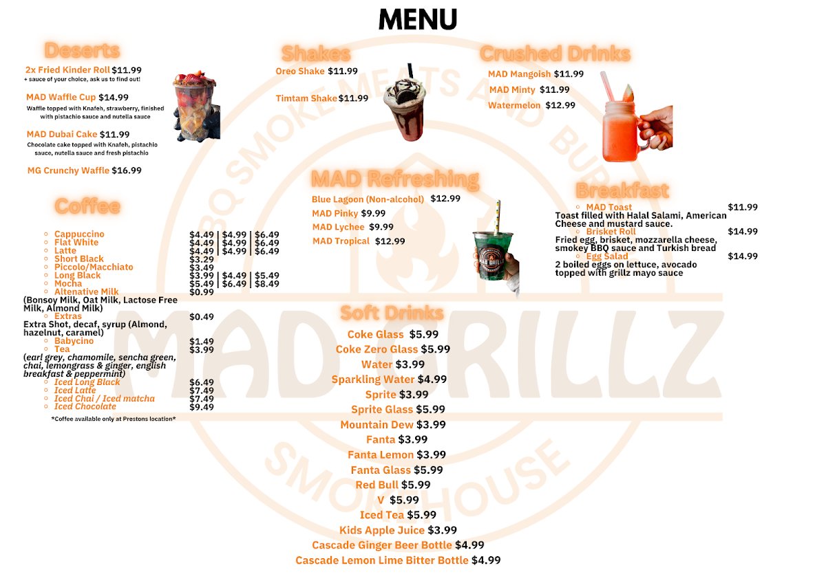 Menu, MAD GRILLZ SMOKEHOUSE GLENMORE PARK