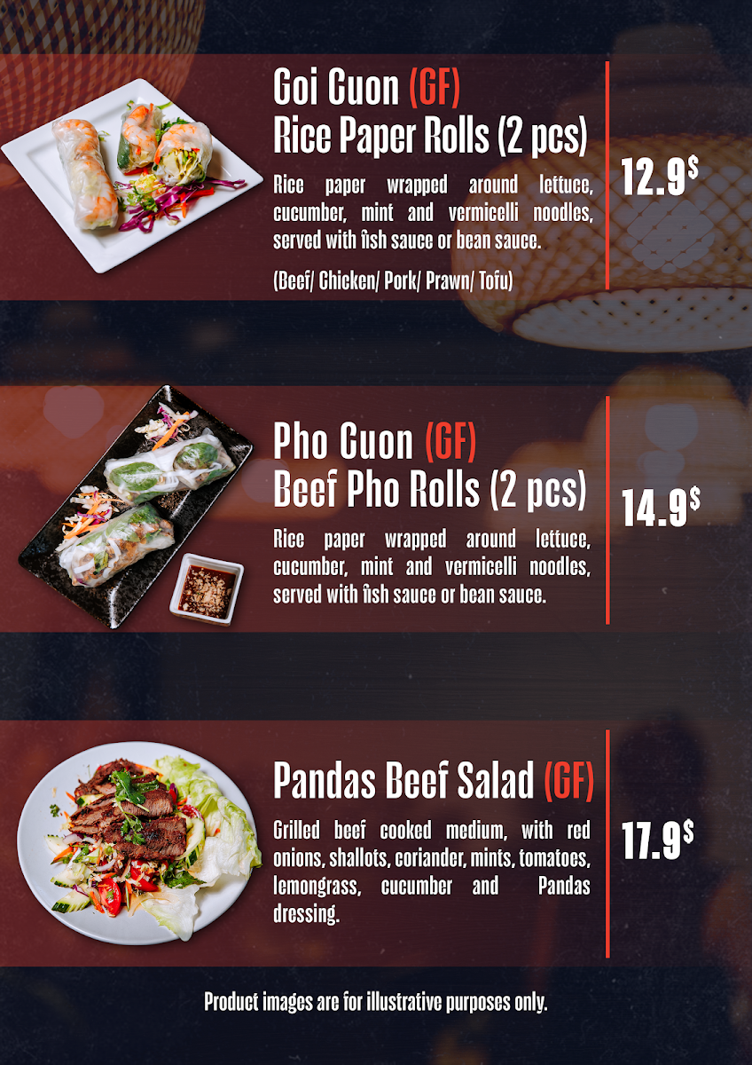 Menu, Pandas Kitchen & Bar
