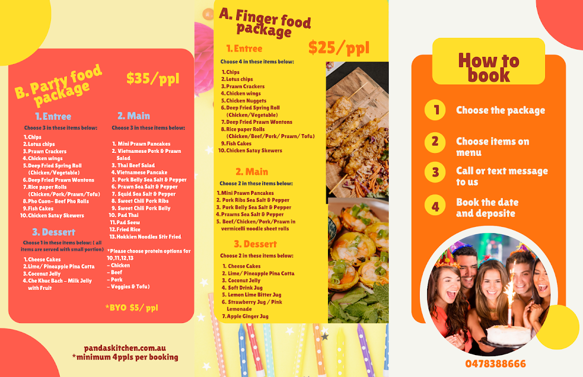 Menu, Pandas Kitchen & Bar
