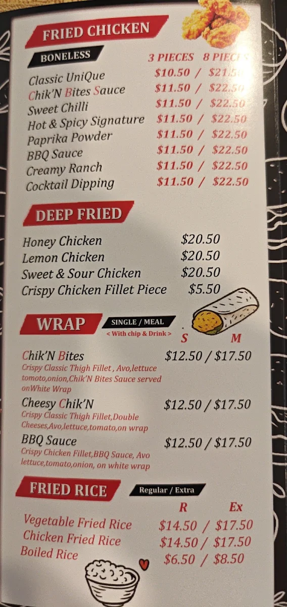 Menu, ChiknBites