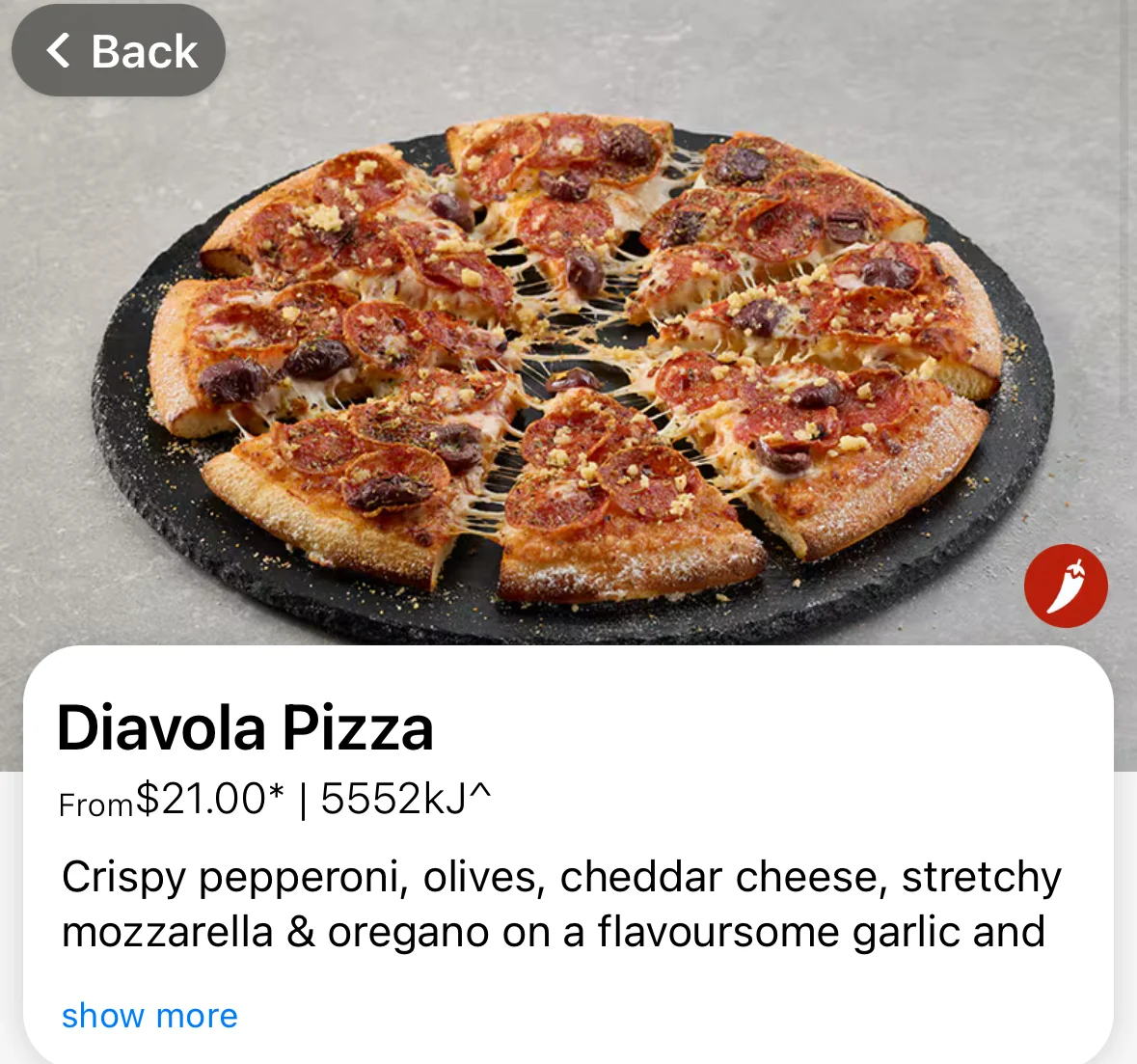 Menu, Domino's Pizza Strathpine