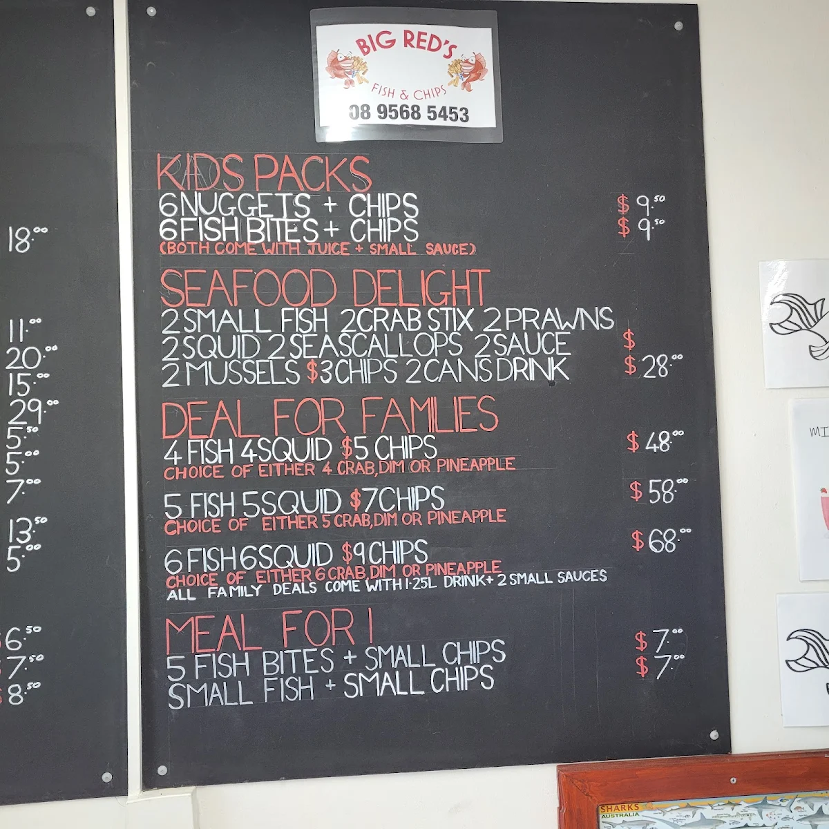 Menu, Big Reds Fish And Chips