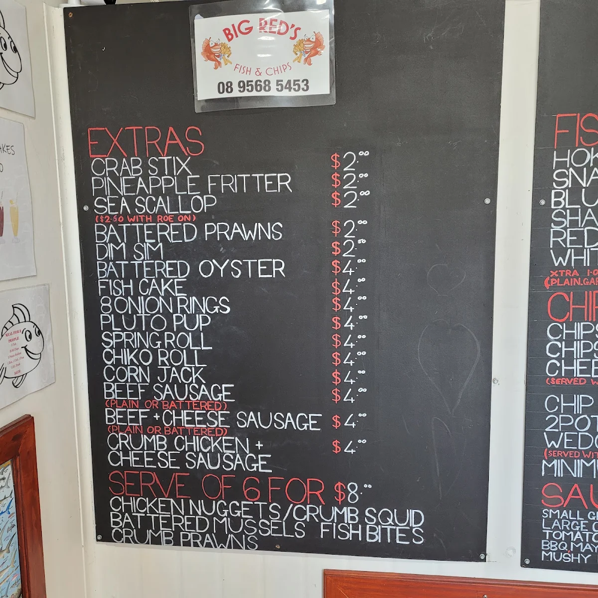 Menu, Big Reds Fish And Chips