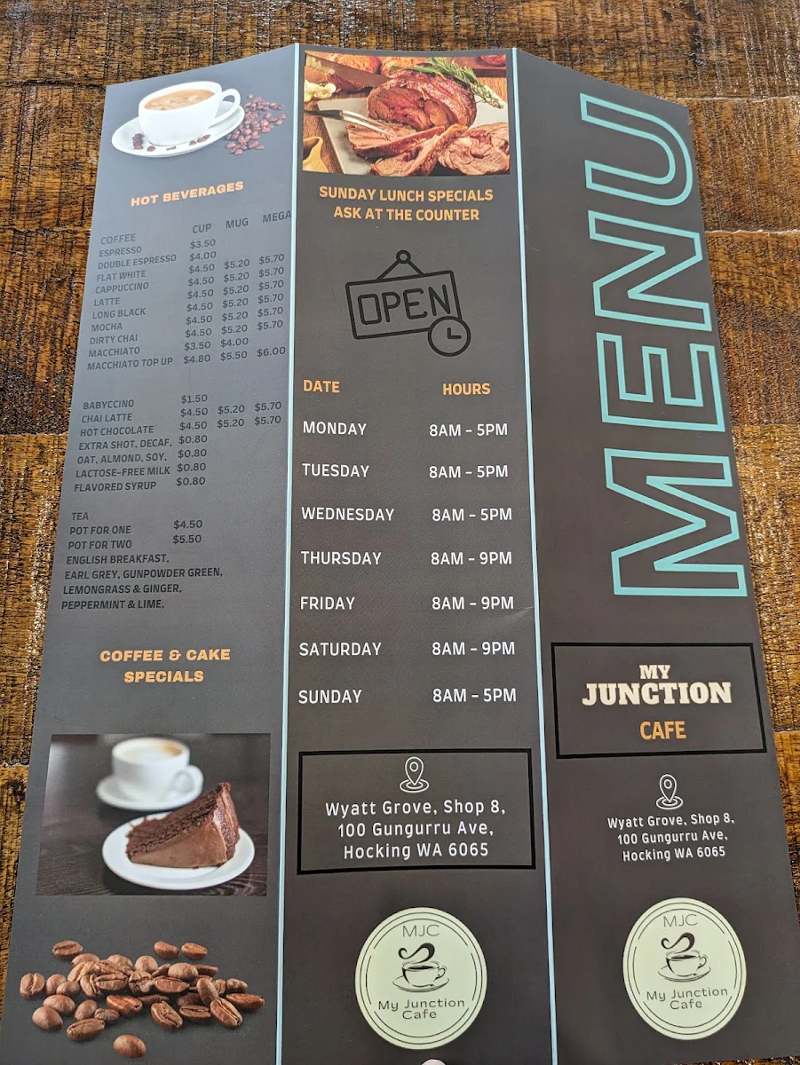 Menu, My Junction Cafe