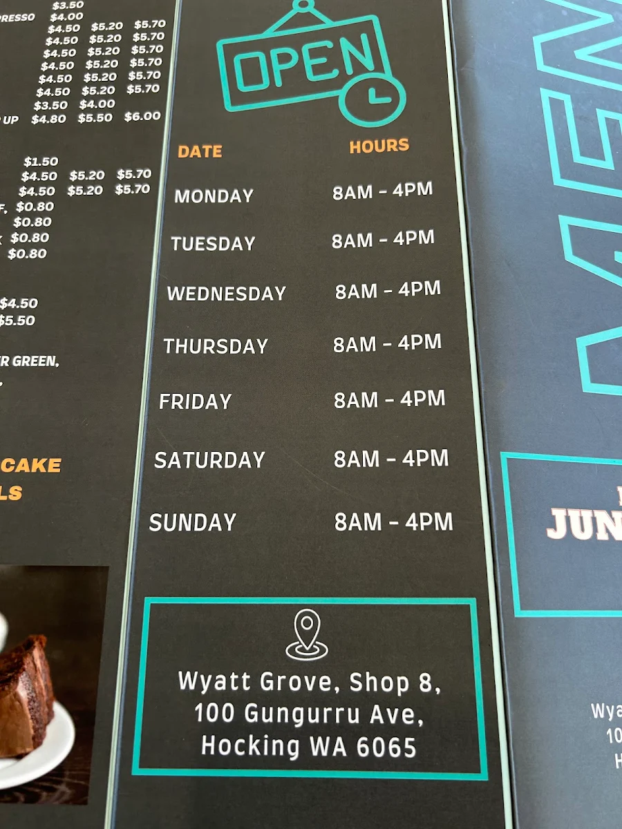 Menu, My Junction Cafe