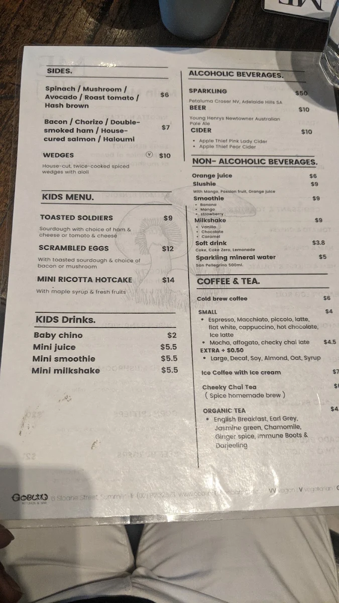 Menu, Goblin Kitchen & Bar