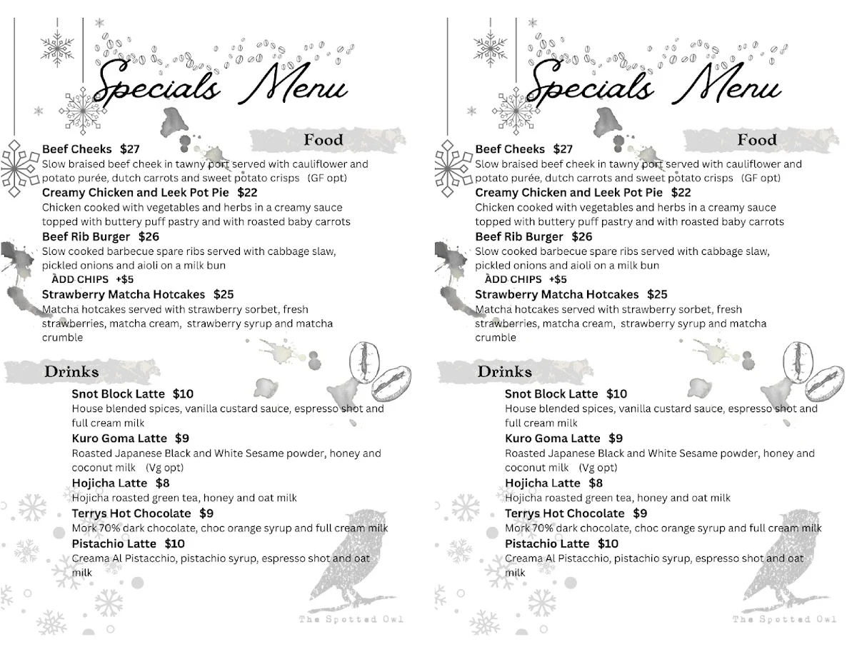 Menu, The Spotted Owl