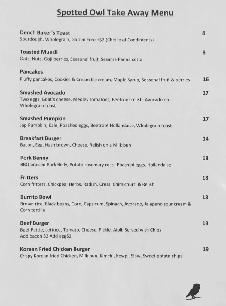 Menu, The Spotted Owl