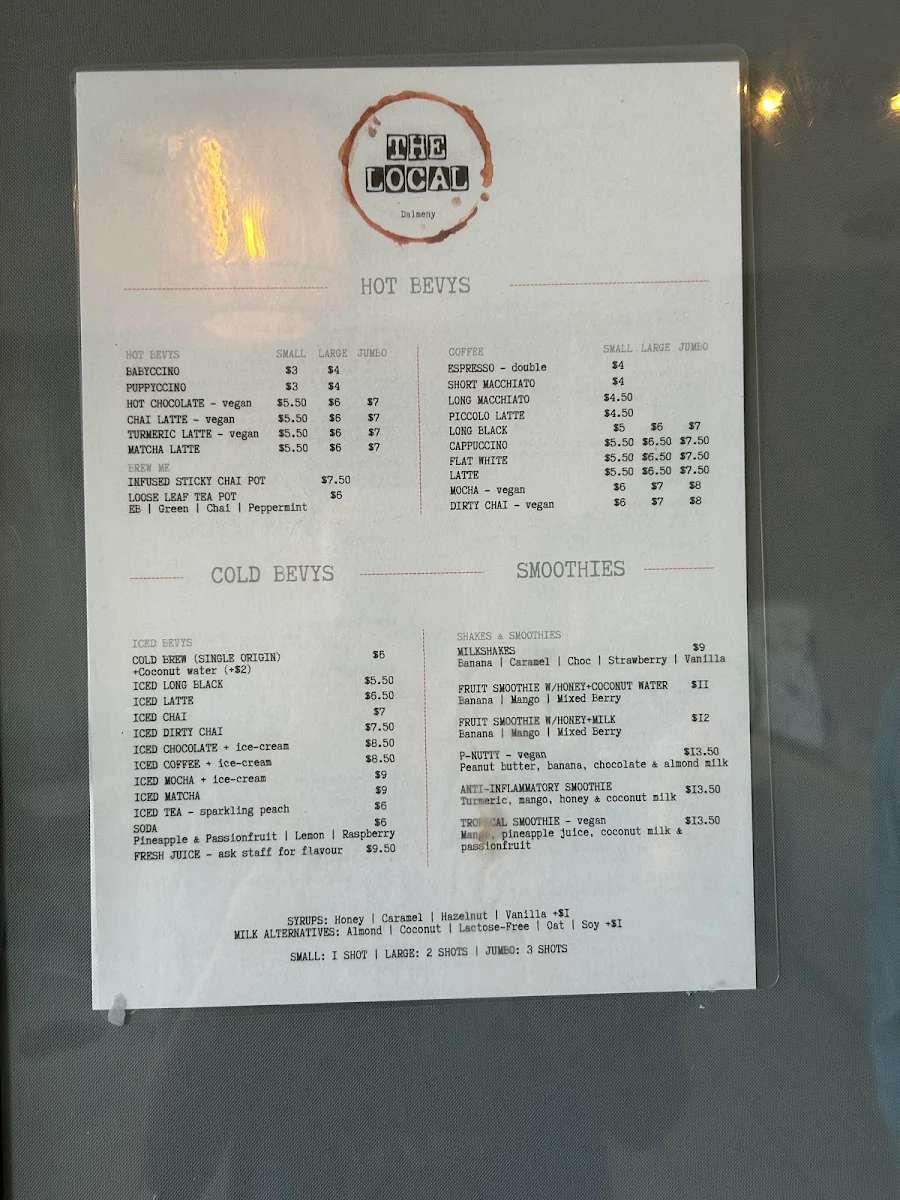 Menu, The Local