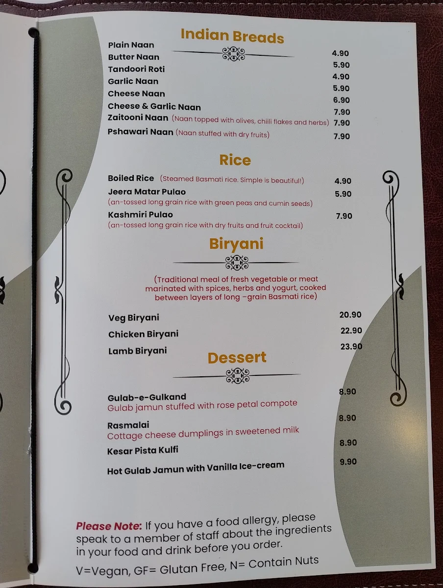 Menu, Crown Indian Windang - Best Indian Restaurant in Windang