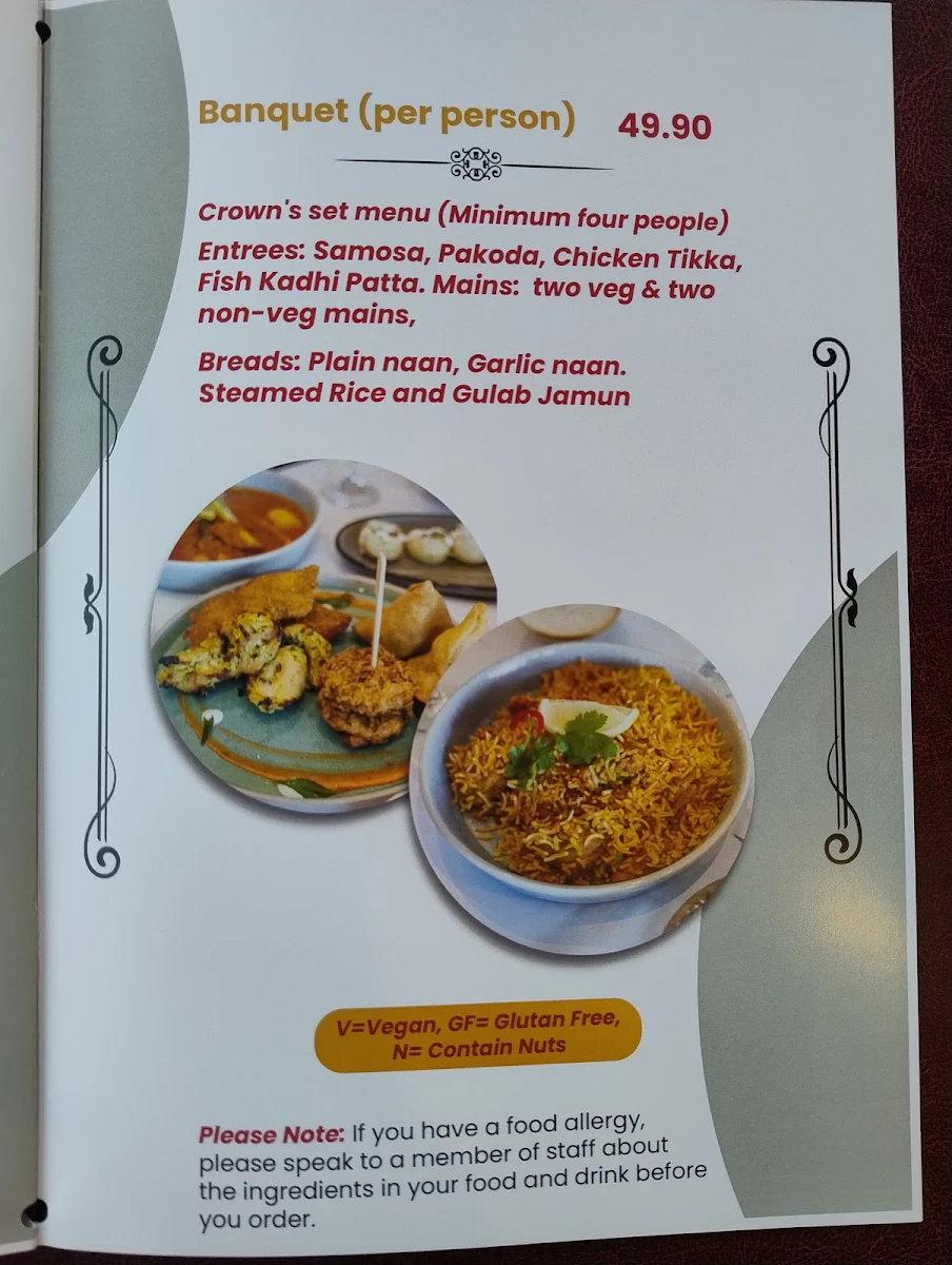 Menu, Crown Indian Windang - Best Indian Restaurant in Windang