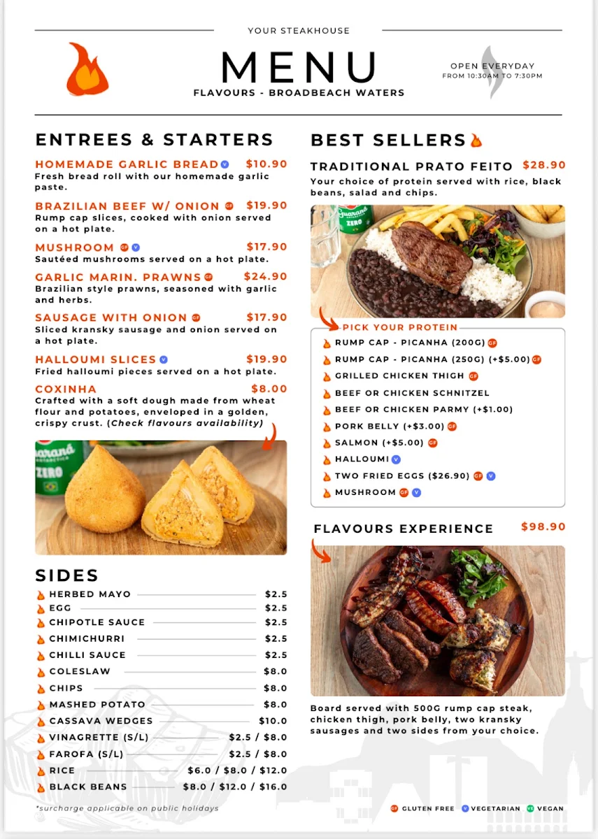 Menu, Flavours - Broadbeach (Brazilian BBQ)