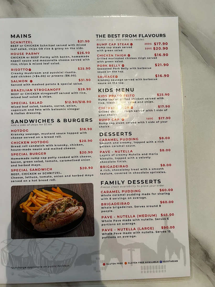 Menu, Flavours - Broadbeach (Brazilian BBQ)