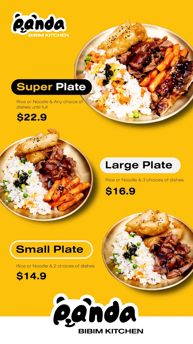 Menu, Panda Bibim Kitchen Southland