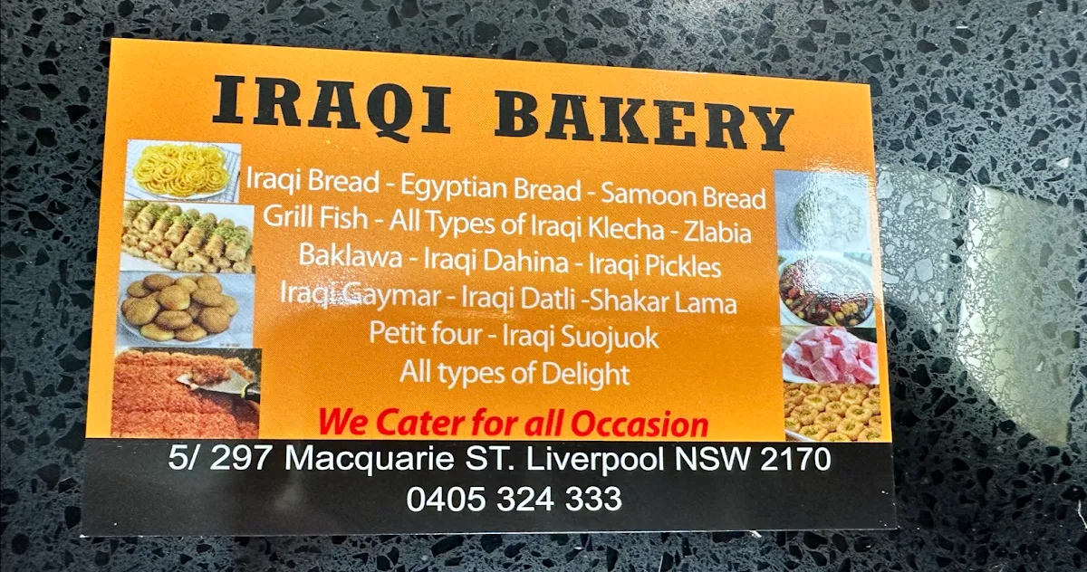 Menu, Iraqi Bakery