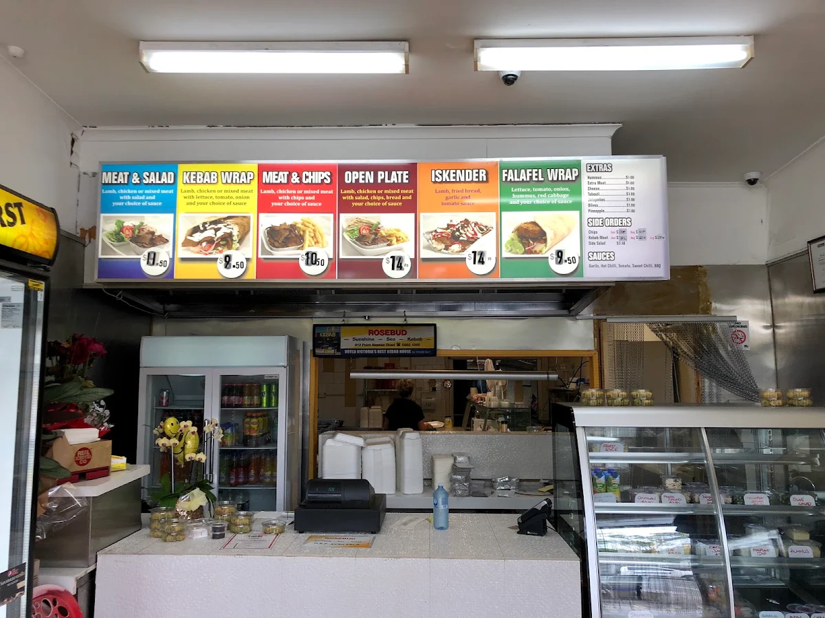 Menu, Rosebud Kebab House