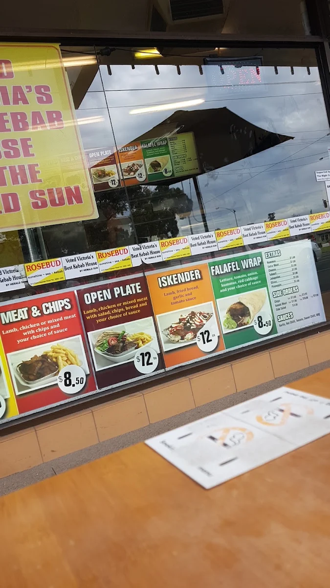 Menu, Rosebud Kebab House