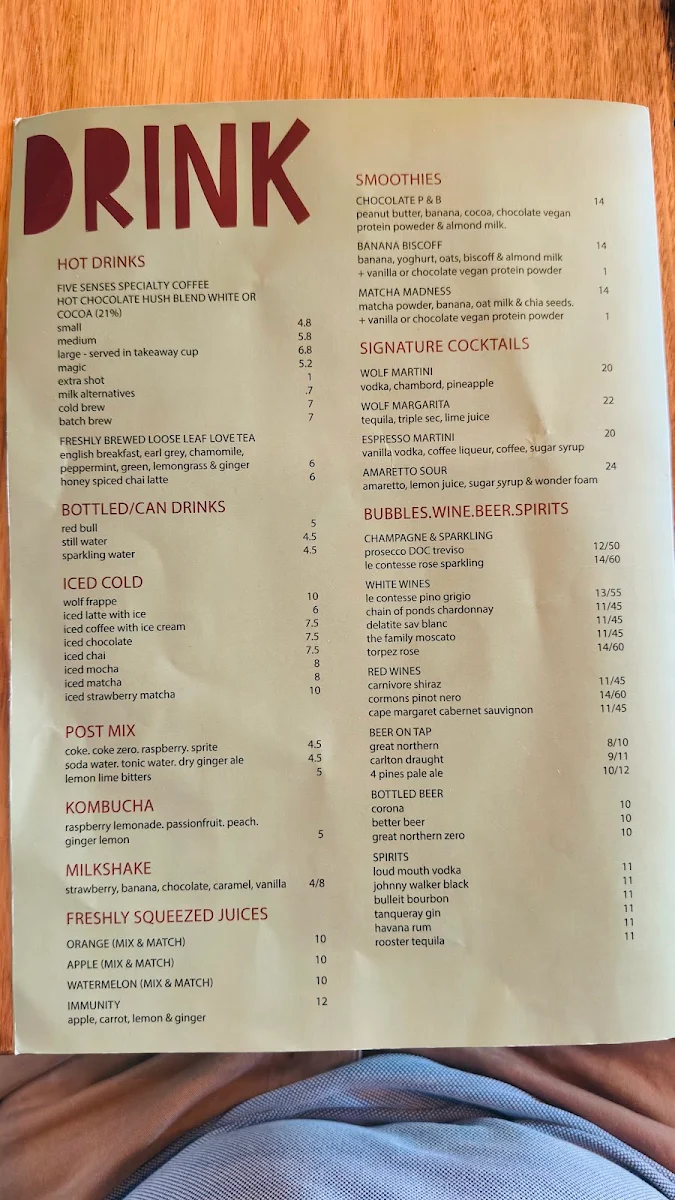 Menu, Wolf on Watton