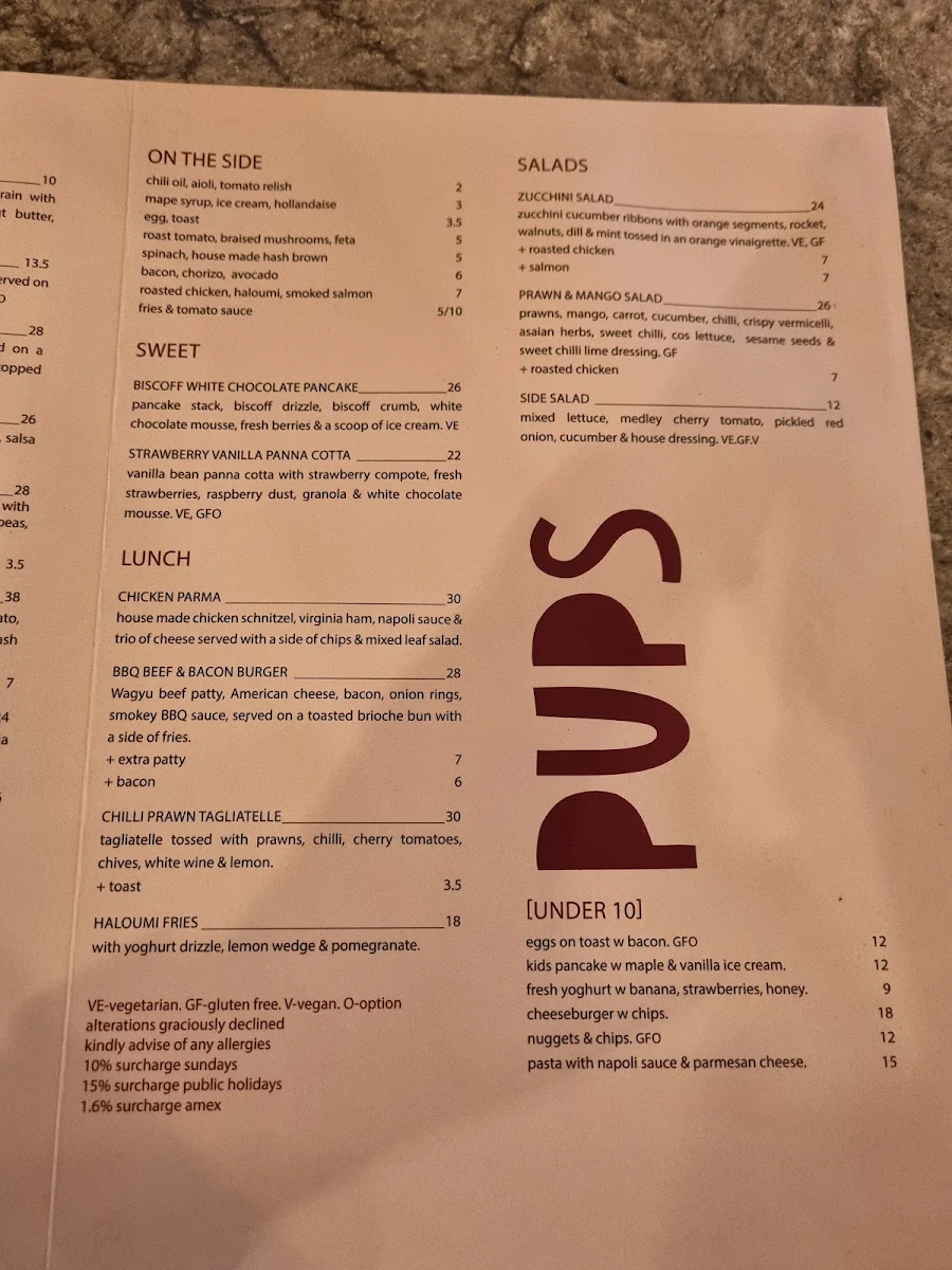 Menu, Wolf on Watton