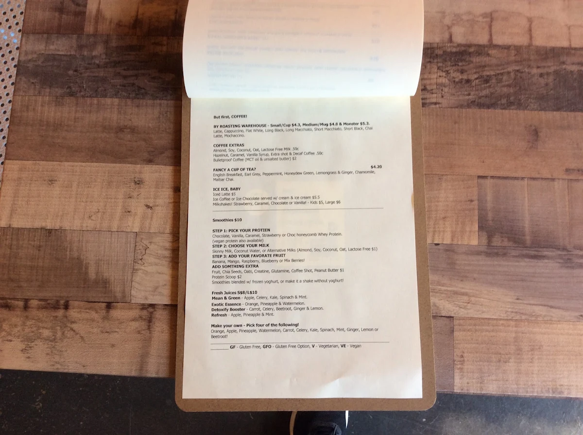 Menu, Pump Cafe
