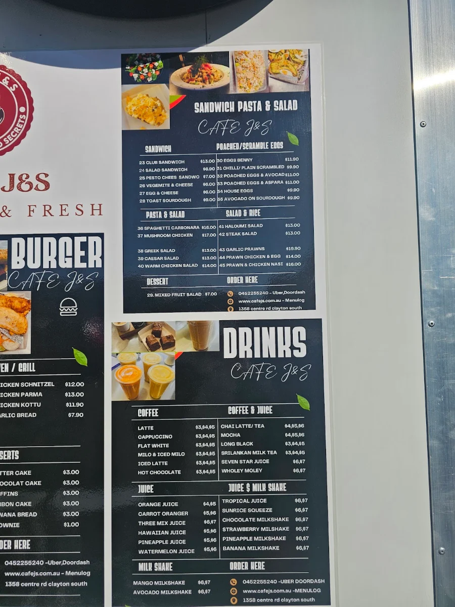 Menu, CAFE J&S